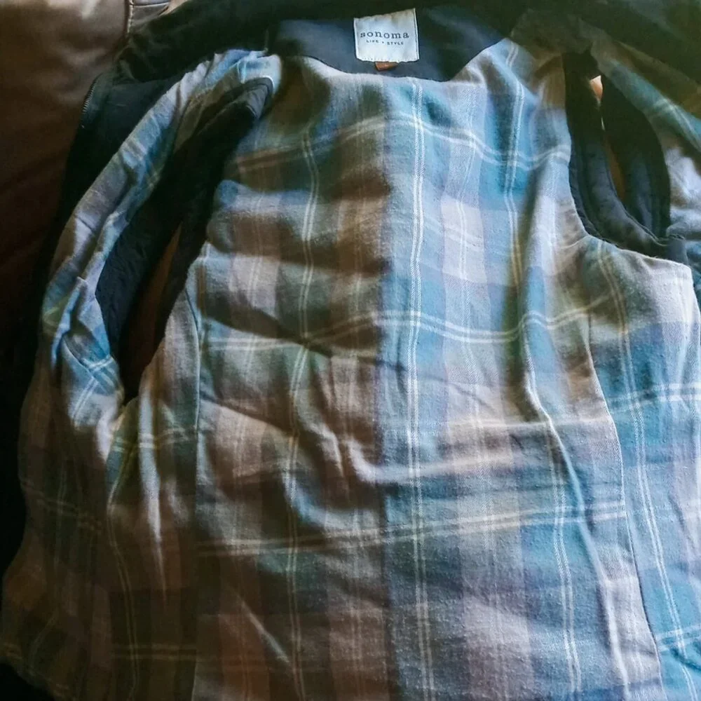 🔥SALE  Sonoma Life+Style Women’s L Black Quilted Vest Plaid Cozy Flannel Lining - Picture 9 of 11